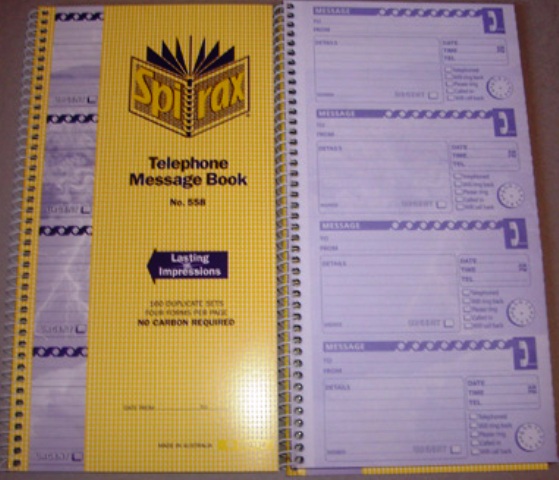 Spirax 558 Telephone Message Book 56558